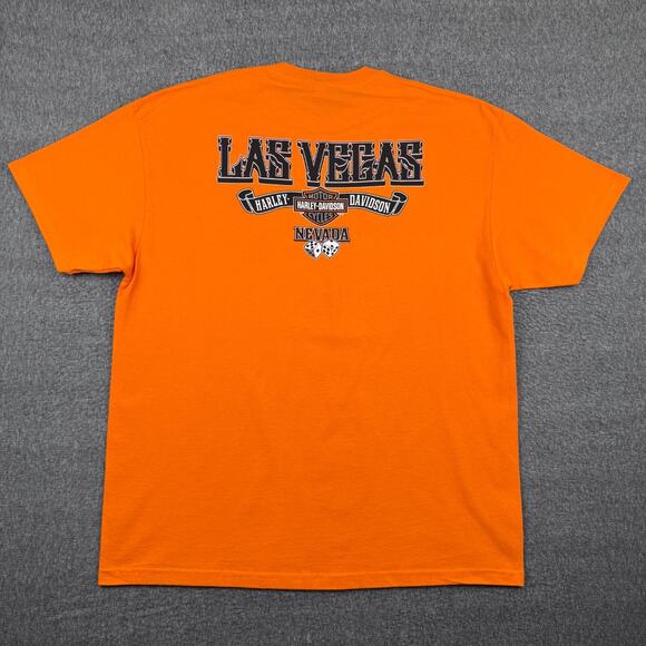 Harley Davidson T-Shirt‎ Men's 2XL Orange Las Vegas High Rollers Gambling NWT - Picture 4 of 6